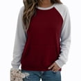 thumbnail image 6 of Enjoytime Women Sweatshirt Patchwork Long Sleeve Pullover Tops Fall Winter Fleece Casual Crew Neck Sweatshirts with Pockets, 6 of 7
