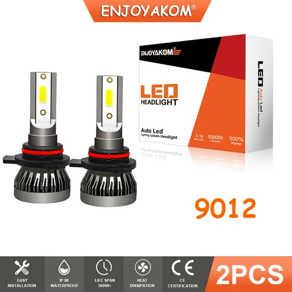 2pcs For Fiat 500L 2014-2020 9012 LED Headlight Bulb High Low Beam 7600LM 6000K Bright White