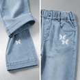 thumbnail image 6 of Ruyang Girls Star Patch Jeans Cute Wide Leg Y2K Loose Denim Pants Teens Baggy Elastic High Waist Jeans Preppy Trousers, 6 of 7