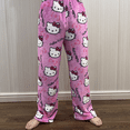 thumbnail image 5 of Pijamas de Anime Sanrio Hello Kitty de franela negra para mujer, pantalones casuales de lana kawaii de dibujos animados blancos, pantalones de moda de otoño, 5 of 5
