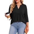 thumbnail image 4 of Fantaslook 3/4 Sleeve Plus Size Tops for Women Henley Neck Button Blouses Dressy Floral Tunic Work Shirts L-5XL, 4 of 9