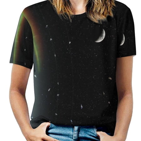 T-Shirt Women'S Atlas Of The Universe ( No Text Version ) Ruffle Short Sleeve Women Summer T Shirts V Neck Tee Tops Astronomy Geography
