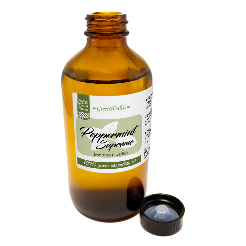 Peppermint (Mentha Piperita) Essential Oil - 8 fl oz (237 ml) Glass Bottle w/ Cap - 100% Pure Essential Oil by GreenHealth