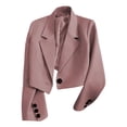 thumbnail image 3 of IUYRTFE Women's Cropped Blazer Jacket Long Sleeve Notch Lapel Single Button Casual Workwear Coat, 3 of 4