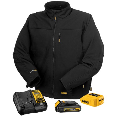 - DeWALT DCHJ060ABD1-M 20-Volt Heated Soft Shell Jacket Kit, Black - Medium