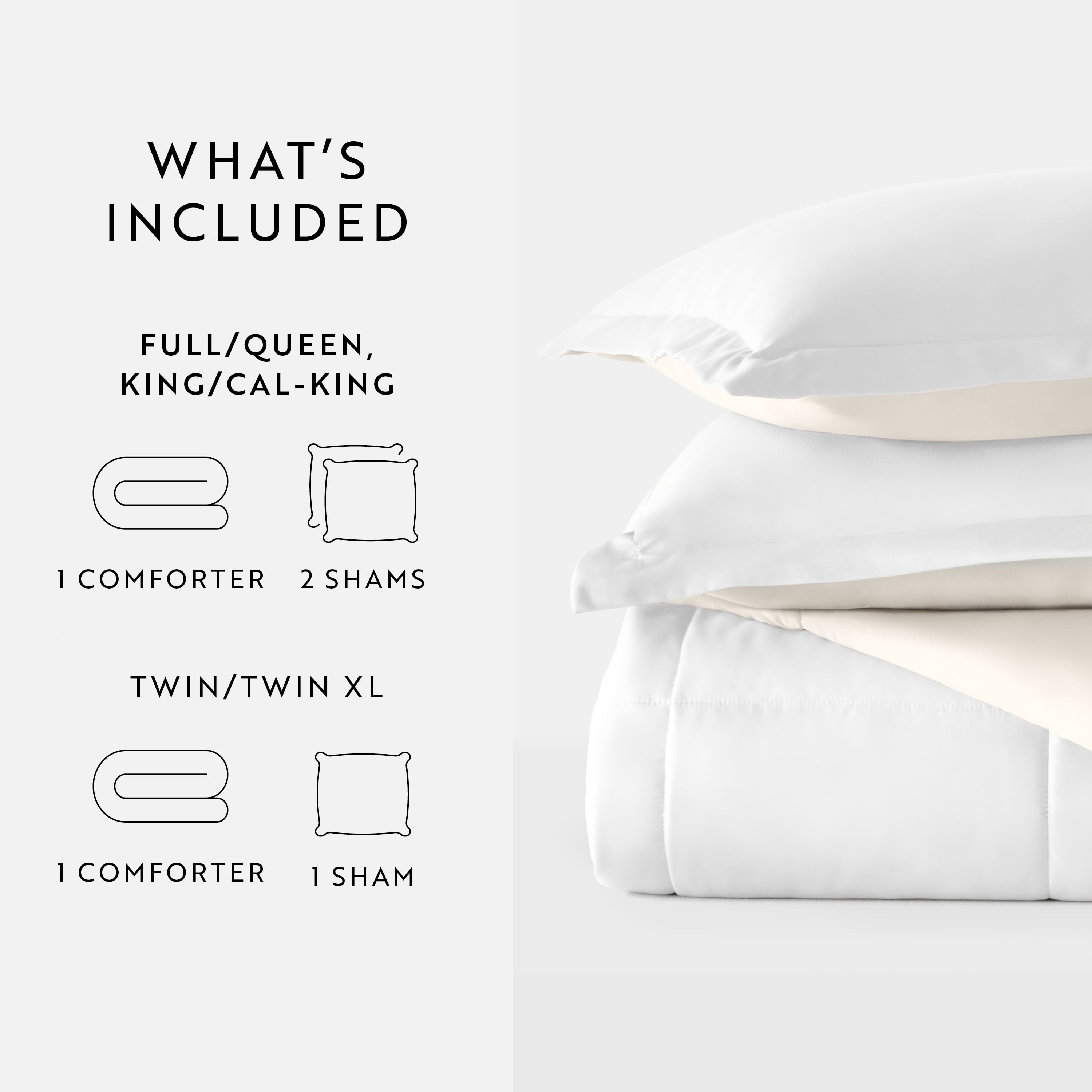 Noble Linens Soft 2-Piece White & Ivory Reversible All Season Lightweight Down Alternative Comforter Set, Twin/Twin XL