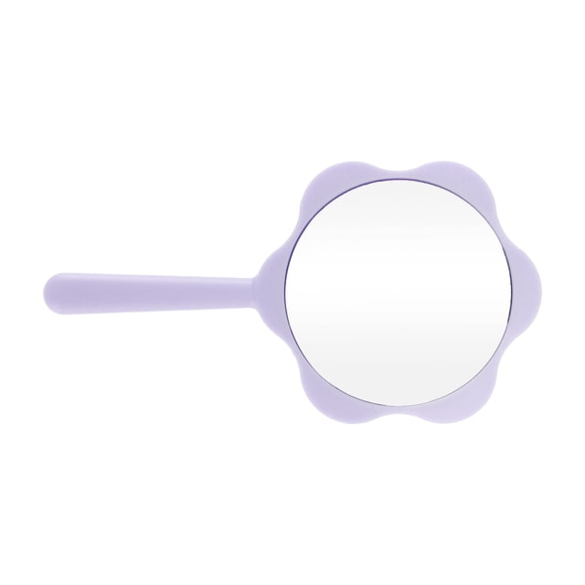 1 Pc Espejo de Mano en Forma de Flor para Viajes de Negocios, Salón de Belleza, Espejo de Plástico y Vidrio, Color Púrpura
