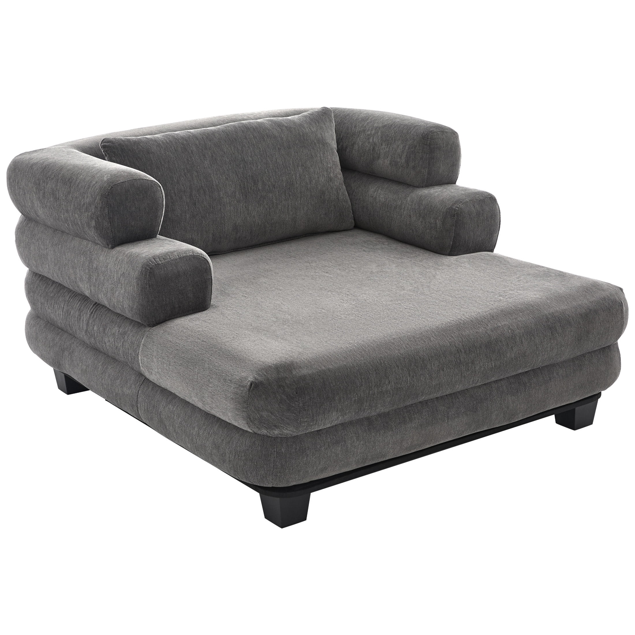 Christopher Knight Home 52.4" Oversized Chenille Chaise Lounge, Modern Sofa Bed with Layered Armrests, Gray