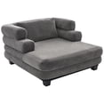 thumbnail image 3 of Christopher Knight Home 52.4" Oversized Chenille Chaise Lounge, Modern Sofa Bed with Layered Armrests, Gray, 3 of 13