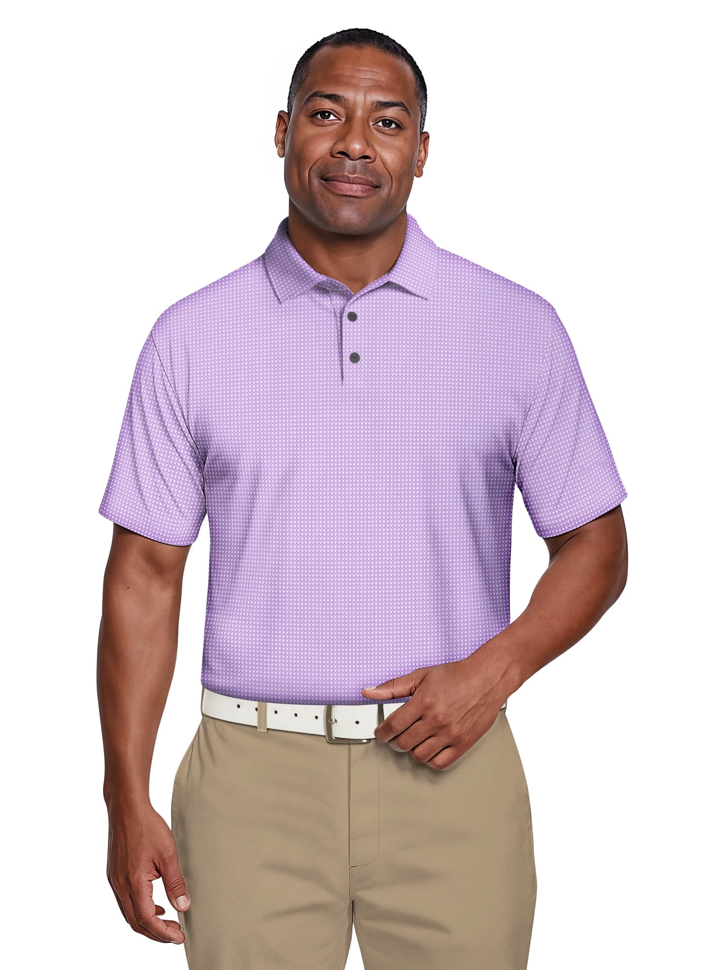 Ben Hogan Men's & Big Men's Performance Eco Mini Geo Jacquard Short Sleeve Polo Shirt, up to 5XL