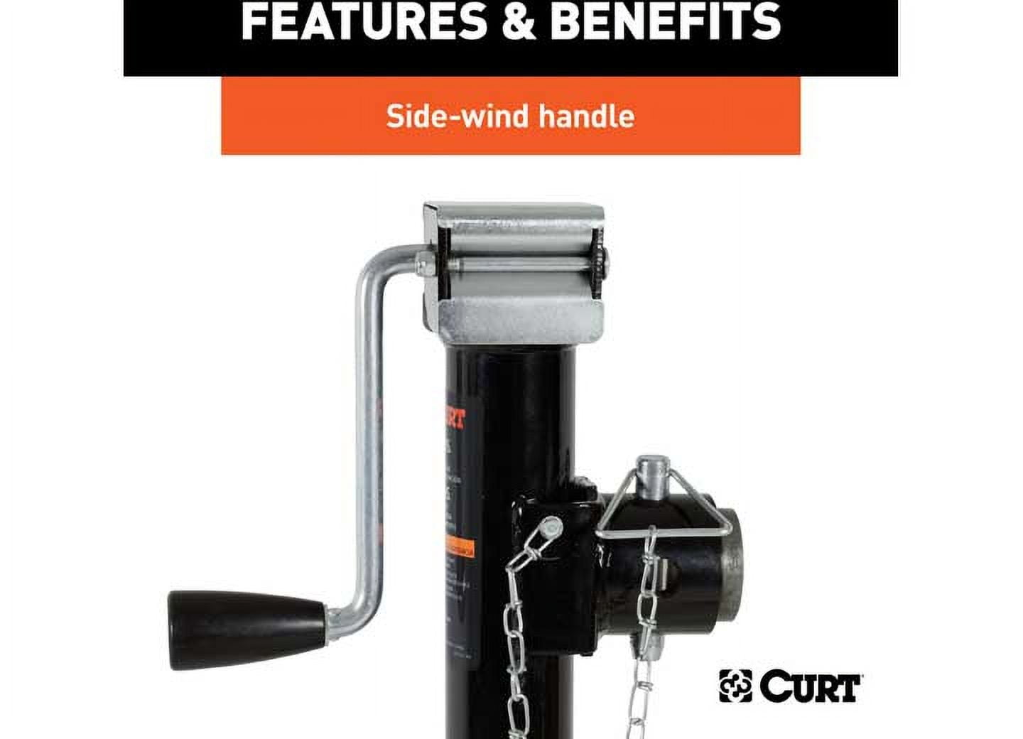 Curt 25005 Pipe-Mount Swivel Trailer Jack w/Side Handle 5,000lb 15" Travel