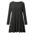 thumbnail image 4 of Ladies Round Neck Long Sleeve Dress Colorful Knit Buckle Pocket A Line Fashion Dress Midi Dress Fitted Dress V Neck Summer Dress Summer Dress Maxi Women Casual Women Dresses below The Knee Dresses, 4 of 4