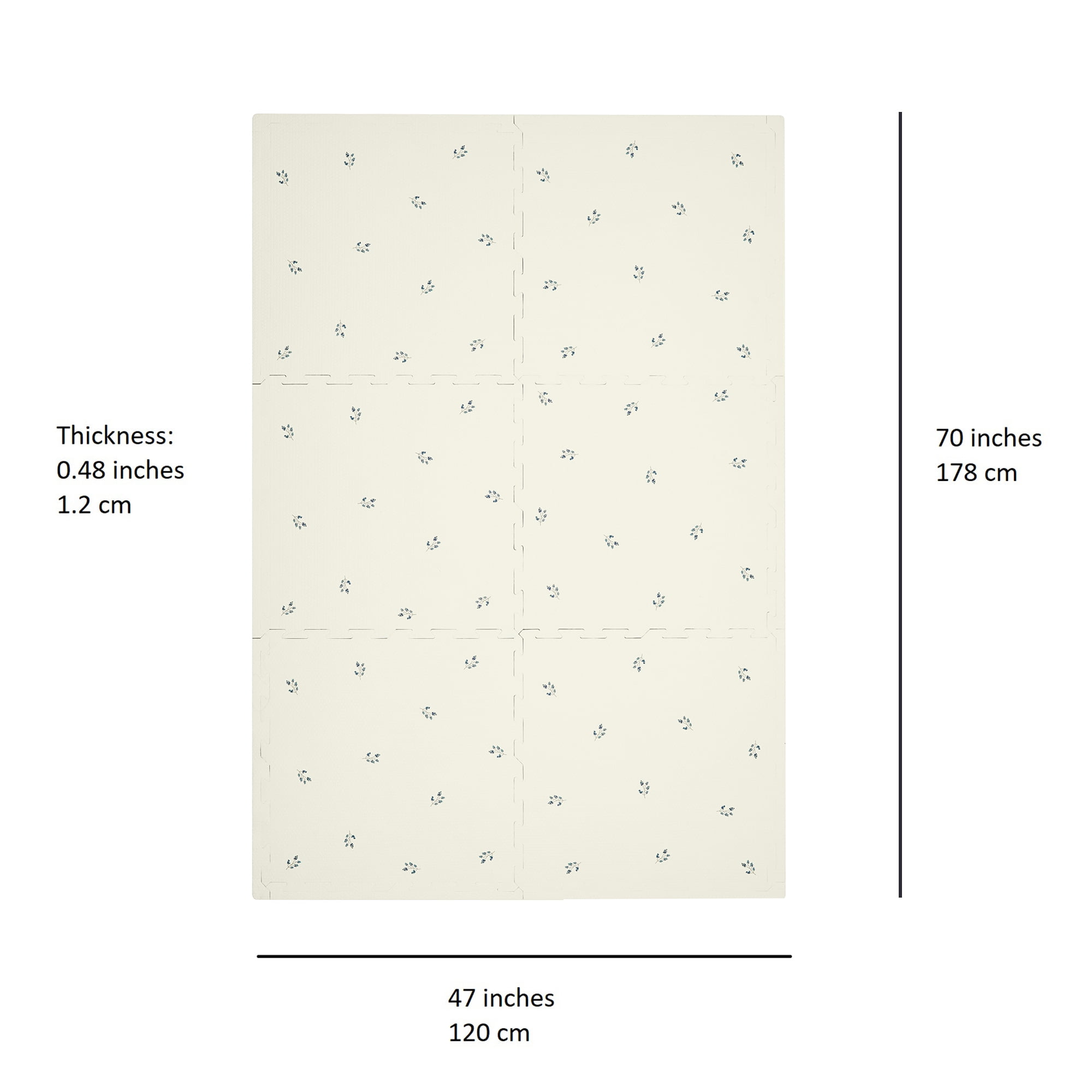 3 Sprouts Foam Puzzle Play Mat with Interlocking EVA Tiles for Toddlers, Babies and Kids in Blueberry Ivory