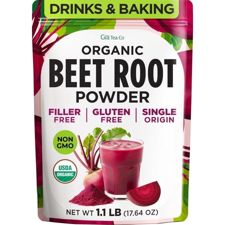 Gya Tea Co USDA Organic Beet Root Powder for Smoothies, Baking 1.1 lb (17.64 oz) - Raw Beetroot Superfood for Heart Health & Energy - Non-GMO, Vegan, No Sugar Added