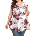 thumbnail image 6 of TARAINYA Plus Size Blouses for Women Button Short Sleeve Shirts Casual V Neck Tunic Tops, 6 of 10