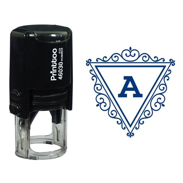 Printtoo A Alphabet Swirl Border Triangle Monogram Initial Self Inking Rubber Stamp Office Stationary