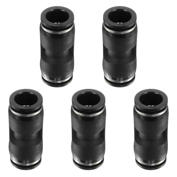 5 piezas de conectores rectos de empuje de 1/2" x 1/2" para neumáticos, negros