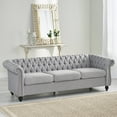 thumbnail image 1 of Noble House 84.75" Chesterfield Sofa,Deep Button Tufting,Beige, 1 of 11
