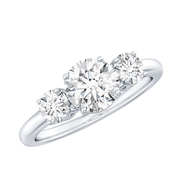 Rosec Jewels Lab Diamond 3 Stone Engagement Ring for Women - Past Present Future Ring - EF-VS Grade, 925 Sterling Silver, US 4.00