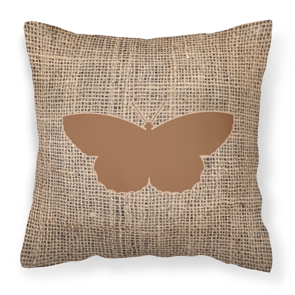 Carolines Treasures BB1041-BL-BN-PW1414 Butterfly Burlap and Brown   Canvas Fabric Decorative Pillow BB1041 14Hx14W