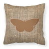 Carolines Treasures BB1041-BL-BN-PW1414 Butterfly Burlap and Brown Canvas Fabric Decorative Pillow BB1041 14Hx14W