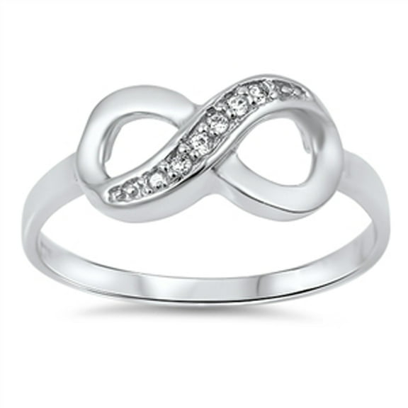Infinity Forever White Cubic Zirconia Ring .925 Sterling Silver Band Jewelry Female Male Size 6