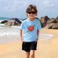 thumbnail image 4 of DAETIROS Boys 100% Cotton Heart Arrow Graphic T-Shirt Blue Short Sleeve Crew Neck Tee Relaxed Fit Soft Breathable Valentine's Day Top Ages 4-10,Size 5 T, 4 of 7