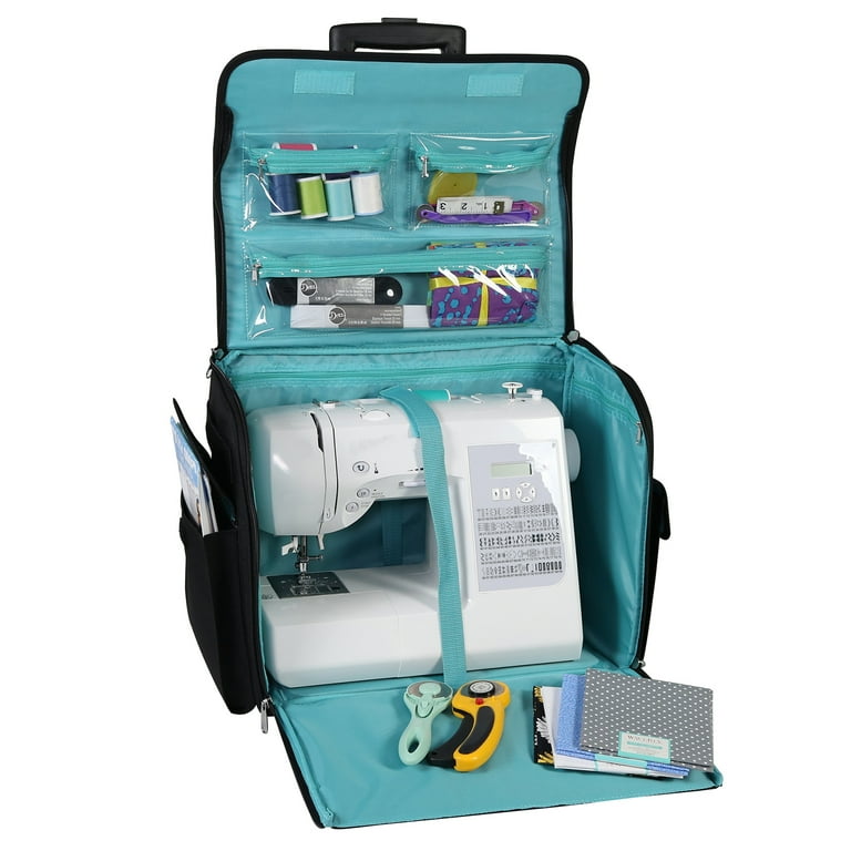 Everything Mary Rolling Craft Stroage Bag, Black & Teal 