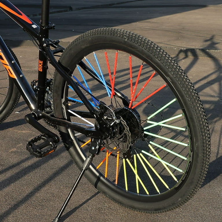 LINASHI Bicycle Spoke Wraps 12pcs Bicycle Spoke Skins Wraps Night Riding Universal Easy to Install Road Mountain Bike Colorful Wheel Decoration Reflectors Walmart