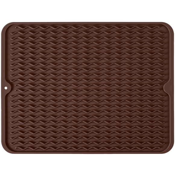 Alfombrilla de silicona para secar platos MODENGKONGJIAN, tamaño grande, 60 x 45 cm, color café