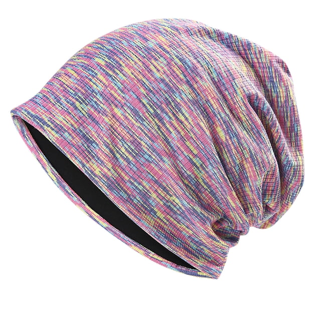 Sombreros de moda para mujer, de color liso, a rayas, de invierno, de punto, con diadema, gorro de punto para mujer