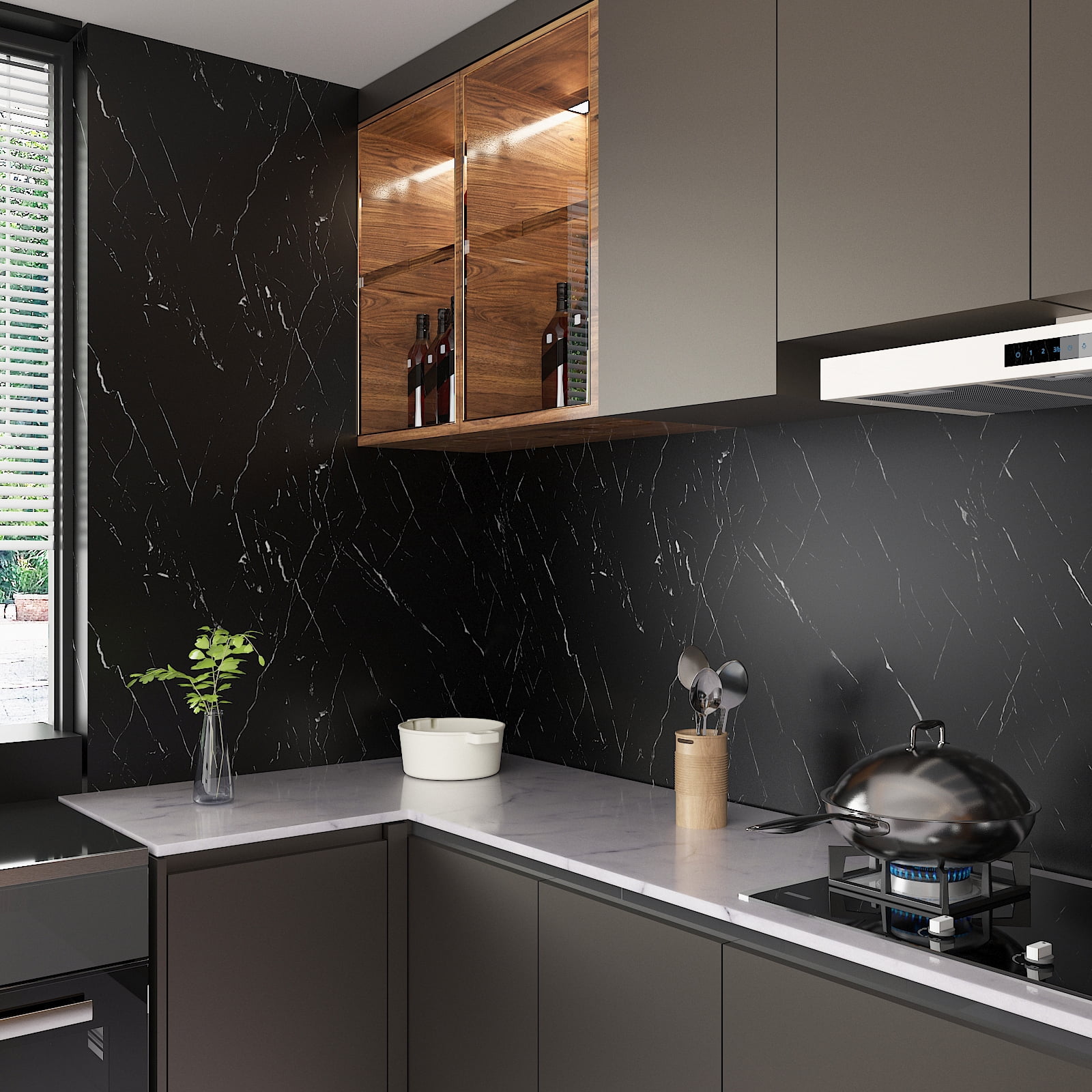CHIHUT Black Marble Contact Paper for Countertops Waterproof 17.7"x100" Thick Black Marble Wallpaper Peel and Stick for Bathroom Self Adhesive Removable Vinyl Wallpaper for Kitchen Counter Backsplash