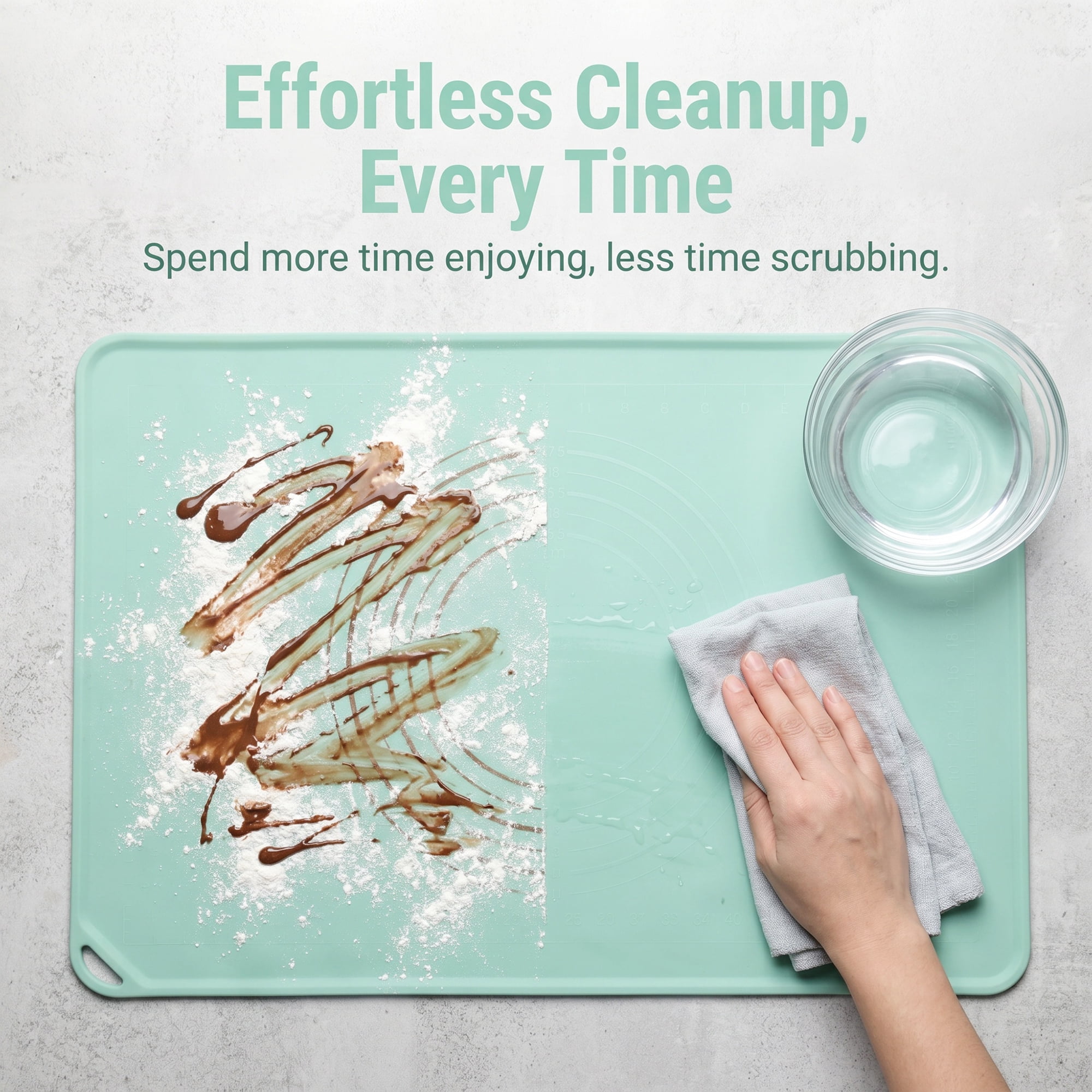 Unique Bargains Solid Color Silicone Pastry Baking Mat with Measurements Green 15.7"x23.6"