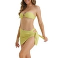 thumbnail image 4 of Conjuntos de bikini de 3 piezas Inspire Chic para mujer, con anillo O, parte superior bandeau, parte inferior triangular y cubre bañador, trajes de baño, talla X-Large, color amarillo, 4 of 5