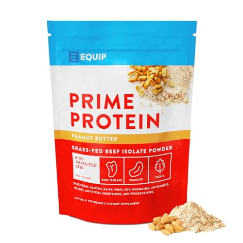 Equip Foods Proteína en polvo Prime | Aislado de proteína de carne de res limpia y alimentada con pasto | Proteína carnívora en polvo | Paleo, Keto amigable | Sin gluten, sin lácteos | 30 porciones, m
