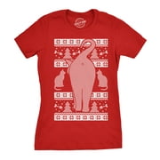 Womens Festive Cat Butt Ugly Christmas Sweater T Shirt Funny Holiday Party Tee (Red) - XXL