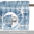 thumbnail image 6 of Sea Stars Valance Curtain Summer Beach Sea Stars Light Blue Texture Window Valances Rod Pocket Short Curtains Window Treatments for Kitchen Bedroom Bathroom Laundry 56" x 16", 6 of 9