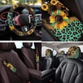 thumbnail image 4 of Uorisanigo Sunflower Leopard Print 14 Pieces Automobile Seat Cover Sets Steering Wheel Cover Car Headrest Cover Center Console Cover Cars Seat Belt Pad Cover Comfortable Fit Most Car,Suv, 4 of 6
