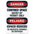 thumbnail image 1 of Confined Space Entry By Permit Only Bilingual Sign, OSHA Danger Sign, (SI-4076) 24x36 Corrugated Plastic, 1 of 7