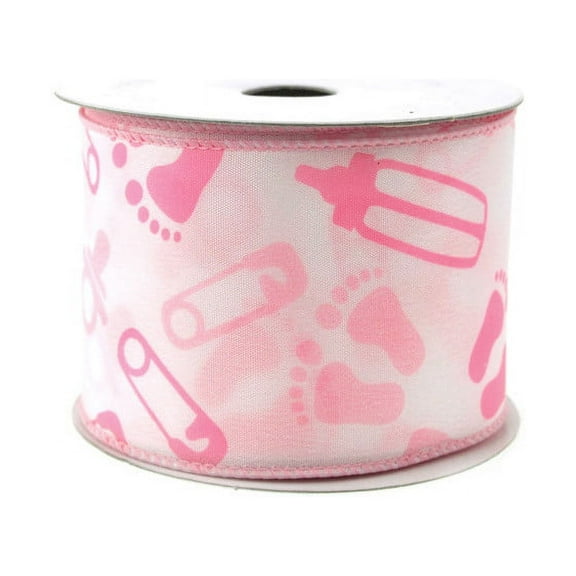 Baby Shower Items Polyester Wired Ribbon, 2-1/2-inch, 10-yard