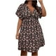 thumbnail image 2 of Puntoco Vestido De Manga Corta Con Cuello En V, Estampado De Verano Para Mujer, Talla Grande, Suelto, Rosa Xl, 2 of 8