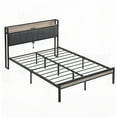 thumbnail image 5 of Full Size Metal Platform Bed Frame with Upholstery Storage,No Box Spring, Gray for Bedroom, 5 of 12