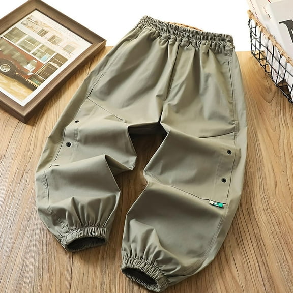 YUNAFFT Boys Cargo Pants Multi-Pocket Utility Casual Streetwear Big & Tall Kids Loose Fit