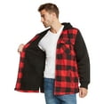 thumbnail image 4 of 9 Crowns Essentials Sherpa Lined Plaid Flannel Hoodie Jacket (Black/red, Large), 4 of 5