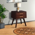 thumbnail image 6 of 25 Inch 2 Drawer Wooden Nightstand with Bar Pulls Brown- Saltoro Sherpi, 6 of 6
