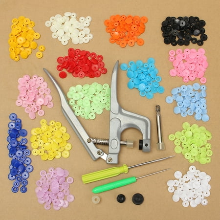 - 150pcs Snap Fastener Pliers Tool Kit KAM T5 Buttons Plastic Resin Press Stud Fastener with Snap Pliers Buckle Clasp Clamp Srcew Driver Kit For DIY Cloth Diaper Fabric