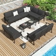 thumbnail image 2 of ALAULM Aluminum Patio Furniture Set L-Shaped Sofa Set 13-seat Metal Outdoor Furniture Patio Sectional Sofas Patio Conversation Set w/5.1" Cushions for Patio, Backyard, Poolside-Black, 2 of 6