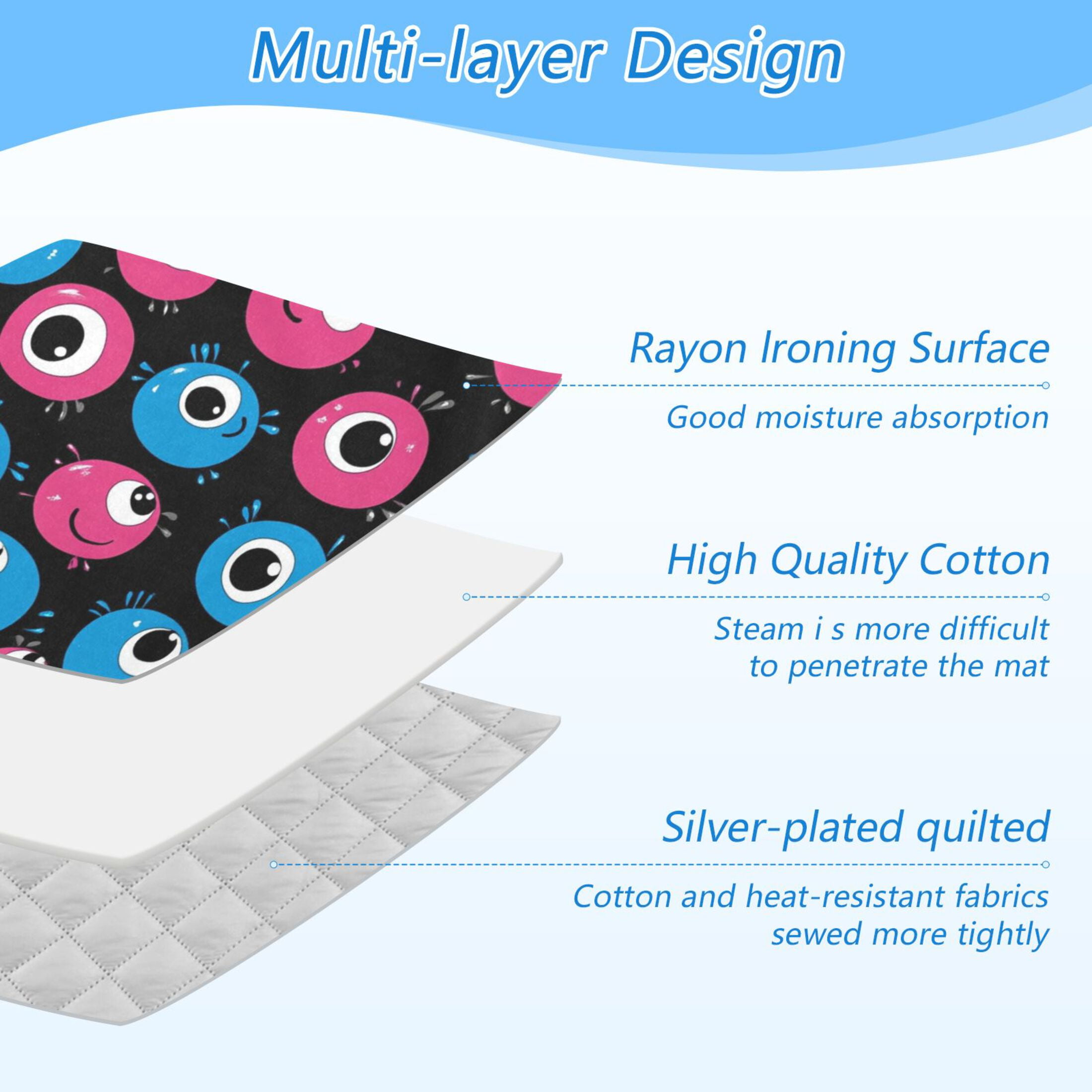 Cartoon Cute Eyes Ironing Mat Blanket for Table Top Travel Portable Ironing Board Pad 47.2x27.6 Inch