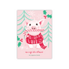Personalized Holiday Card - Peppermint Pig - 5 x 7 Flat
