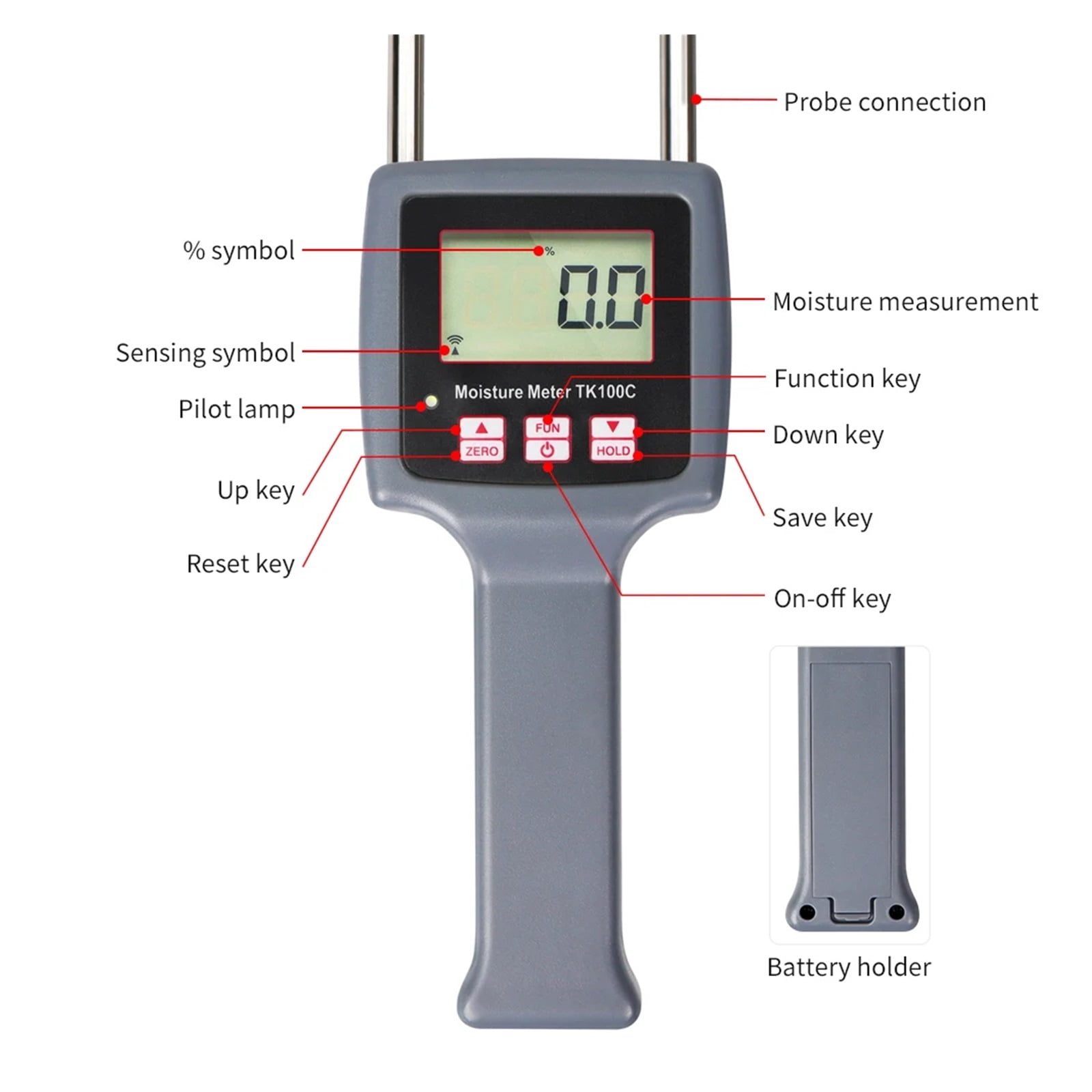 Professional Grain Moisture Meter Hygrometers with LCD Display Corn Wheat Rice Bean Paper Bundle Cotton Tobacco Humidity Meter